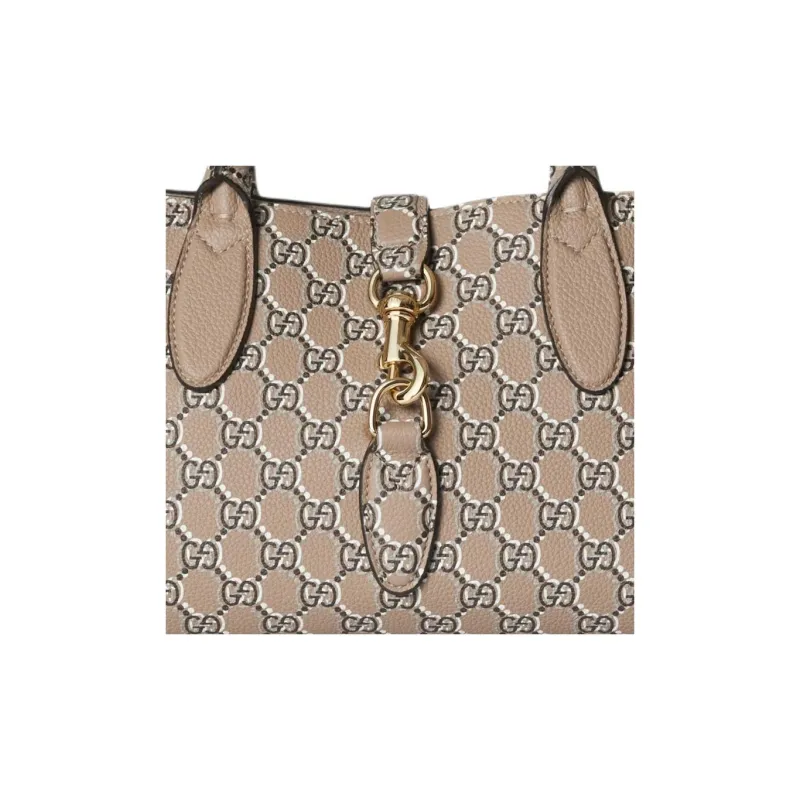 GUCCI Jackie 1961 Printed Leather Shoulder Bag, Crossbody Bag, Handbag Medium Size Women's Taupe-7