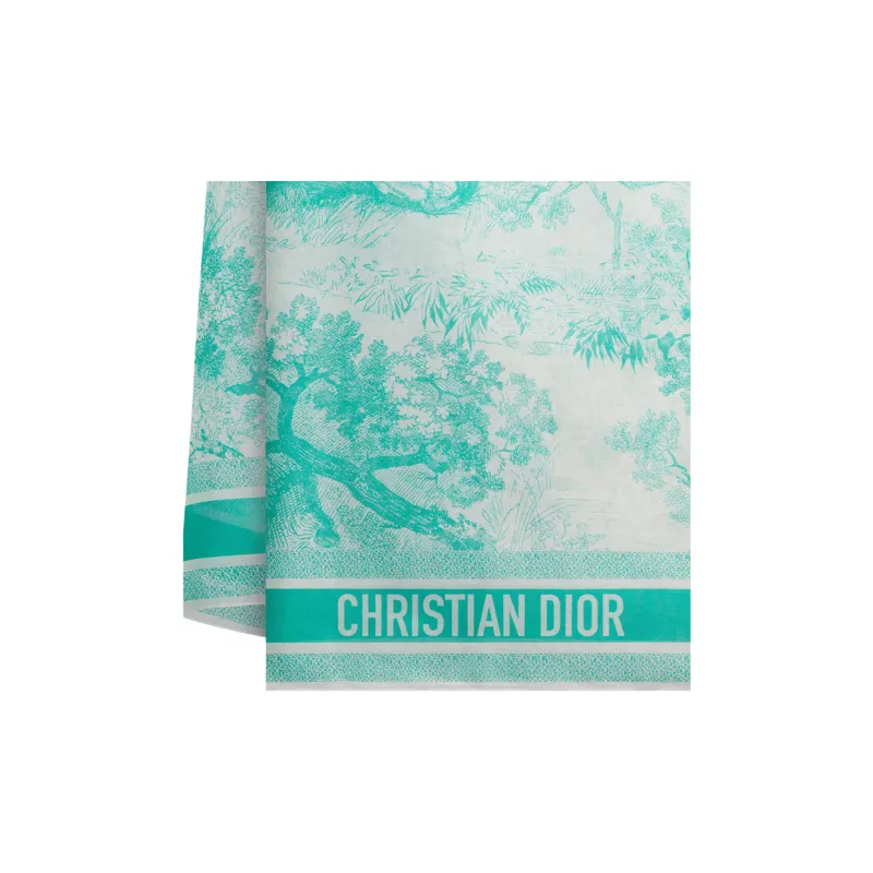 DIOR Cotton Knit Scarves Women's Sea Blue-1