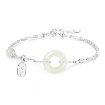 LUXLINE Bracelets Pale Greenish White Jade Women's