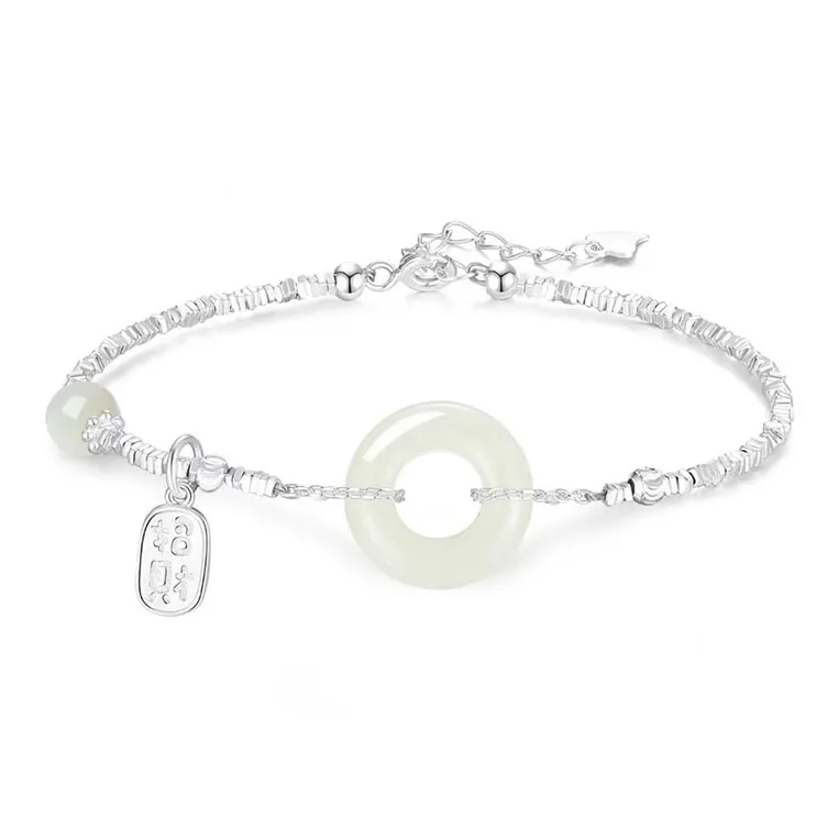 LUXLINE Bracelets Pale Greenish White Jade Women's-0