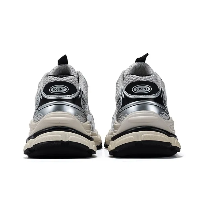 JOSINY Interstellar Odyssey Chunky Sneakers Men Low Top Dazzling Light Silver/Obsidian Black-12