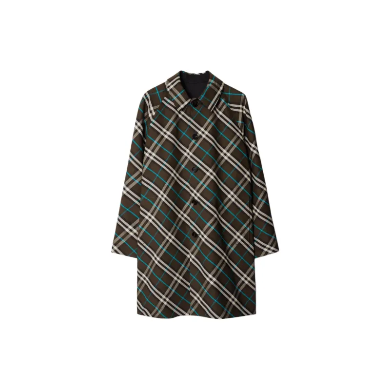 Burberry Long Sleeved Checked Trench Coat-1