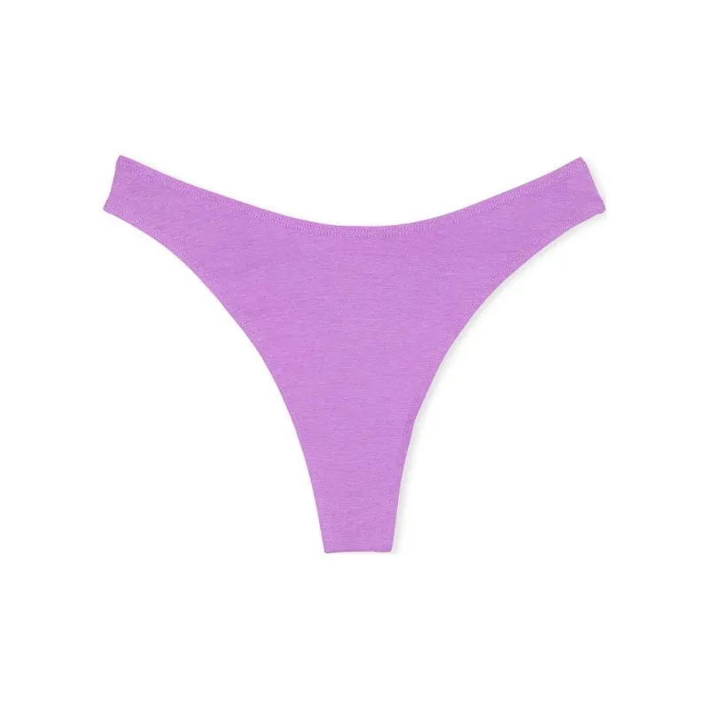 Victoria's Secret Stretch Cotton High-Leg Scoop Thong Panty / P P Underpants Women's 1 Pack Purple-0