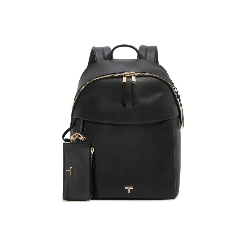 TUMI Polished Leather Backpack Men's Black-1