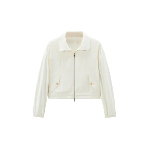 PEACEBIRD Cropped Coats Women's Off White