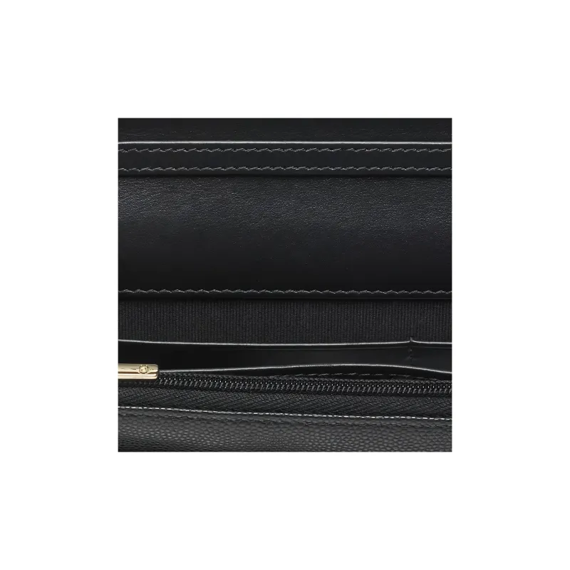 CHANEL Shiny Grain Embossed Calfskin Chain Wallet, Shoulder Bag, Crossbody Bag Women's Black-3
