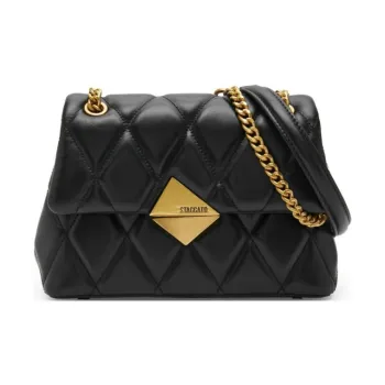 Staccato Cow Leather Shoulder Bag, Crossbody Bag Small Size Women's Elegant Black