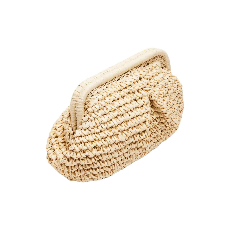 STEVE MADDEN Raffia One Shoulder Crossbody Clutches Women's Natural-2