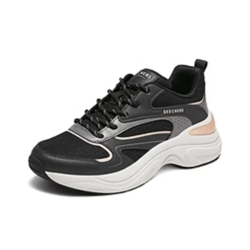 Skechers Street Supportive And Elastic Low Top Running Shoes Women's Black Pink-3