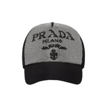 PRADA Recycled Nylon Baseball Caps Unisex Black