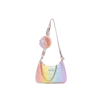 KMV Polyester Shoulder Bag Crossbody Bag Small Size Women's White Porcelain/Starry Night/Rainbow