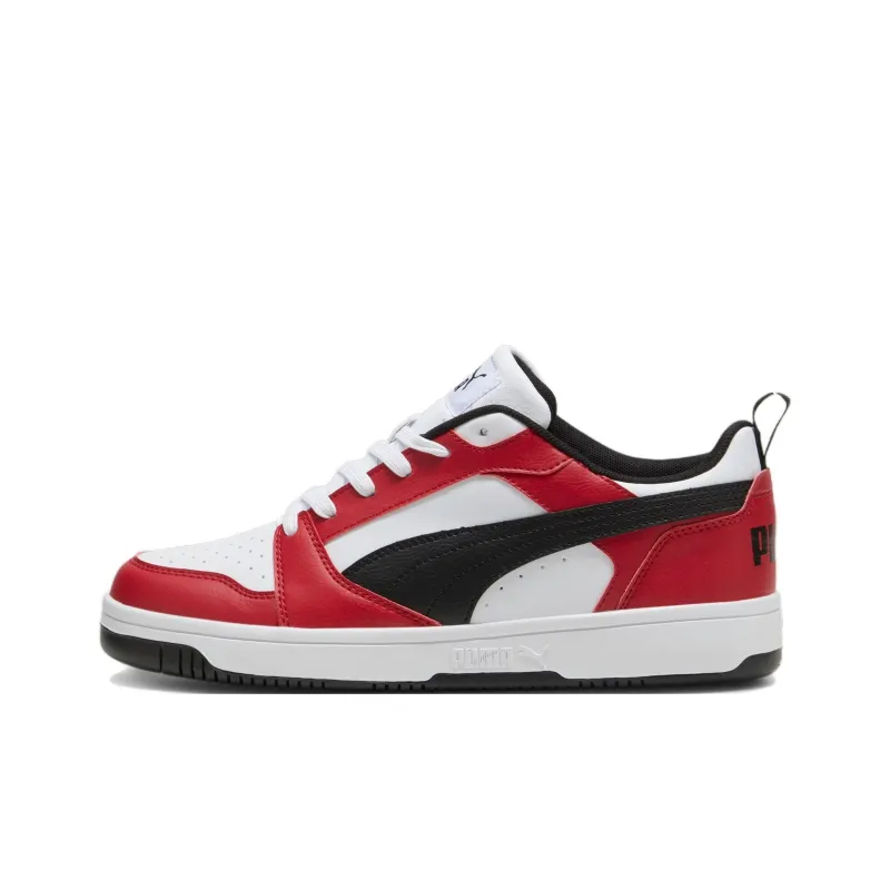 PUMA Rebound V6 Slip Resistant, Abrasion Resistant, Breathable Low Top Skateboard Shoes Unisex Red White-0