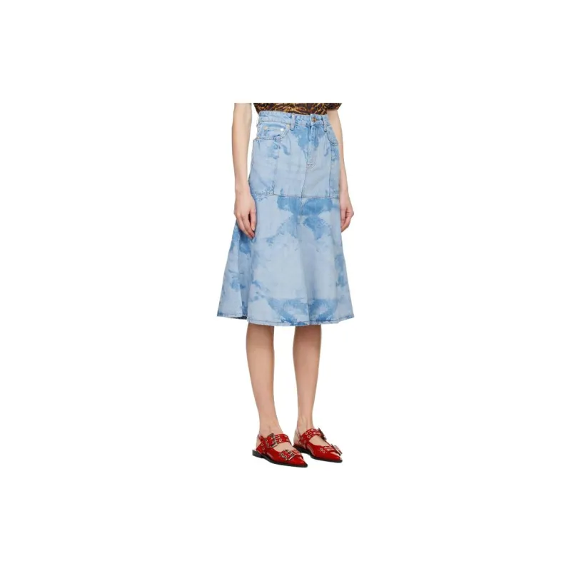 GANNI Denim Long Skirt Women's Blue-2