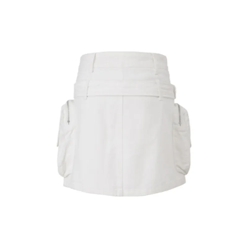 Kazakhstan Denim Short Skirts Women's White-1