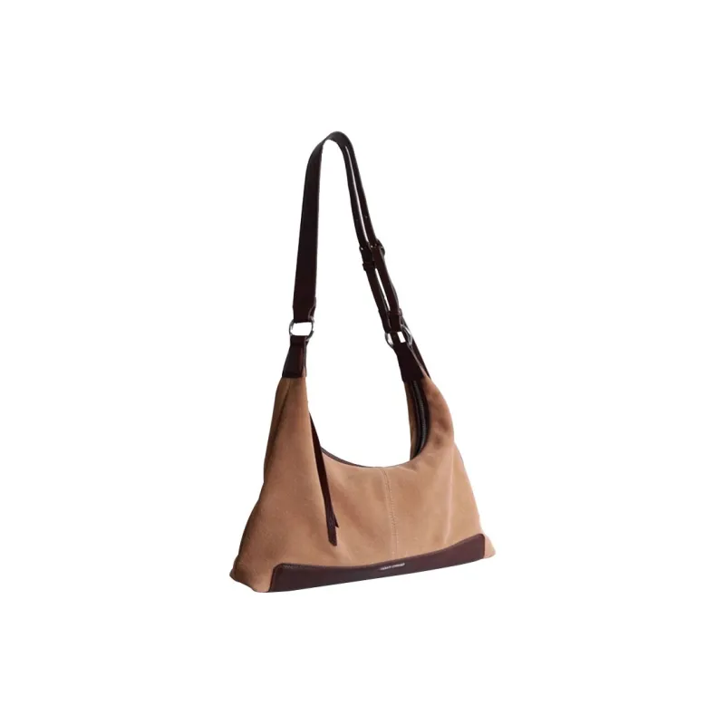Abbott-VINTAGE Cow Leather Shoulder Bag Medium Size Women's Brown/Khaki-8