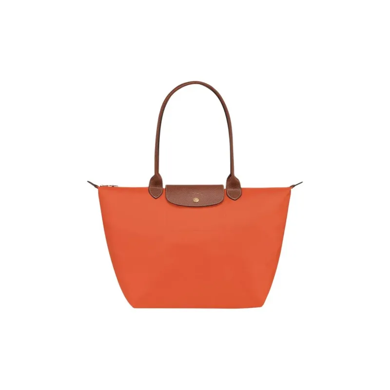 LONGCHAMP Le Pliage Polyamide Canvas With Leather Tote Shopping Bag One Shoulder Handbag Large Size Women's Orange-1