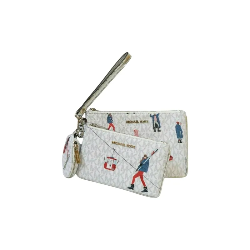 MICHAEL KORS MK Jet Set Leather Clutch Regular Women's White-3