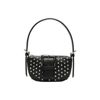 STEVE MADDEN Synthetic Material Crescent Bag Handbag Shoulder Bag Women's Black & Silver