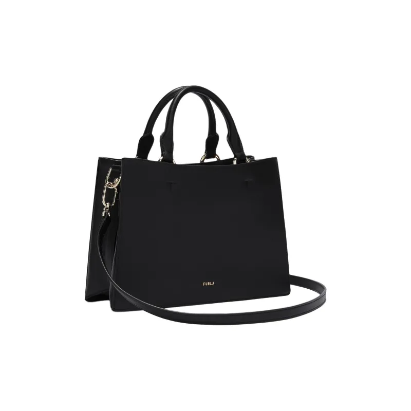 Furla Calfskin Tote Bag, Shopping Bag, Shoulder Bag, Crossbody Bag, Handbag Medium Size Women's Black-1