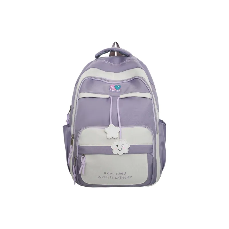 KAKAXI Nylon Backpack Unisex Black/Purple/Green/Blue/Pink-1