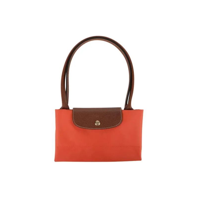 LONGCHAMP Le Pliage Polyamide Canvas With Leather Tote Shopping Bag One Shoulder Handbag Large Size Women's Orange-4