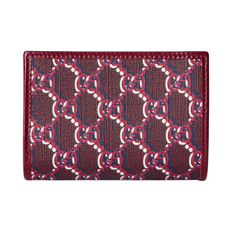 GUCCI Canvas With Leather Trim Wallet Medium Size Women's Red-2