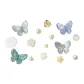 Blue Shades Butterfly Lotus Shoe Decorations 15-Piece Set (Butterfly Colors Random)