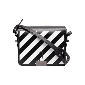 OFF WHITE Leather Tote Bag Shopping Bag Shoulder Bag Crossbody Bag Women's Black