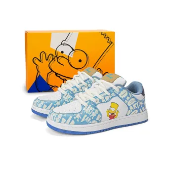 The Simpsons Casual Shoes Unisex Low Top Monet Blue Leather Upper