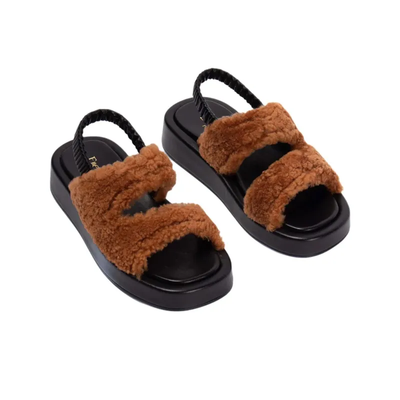 Elleme Gemini One Strap Sandals 3.5cm Women's Brown-3