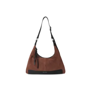 Abbott-VINTAGE Cow Leather Shoulder Bag Medium Size Women's Brown/Khaki
