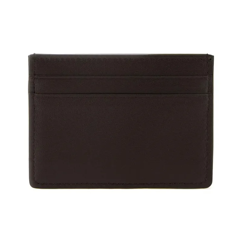 Valentino Calfskin Patchwork Fabric Card Holder Men's Black Candy Color-2