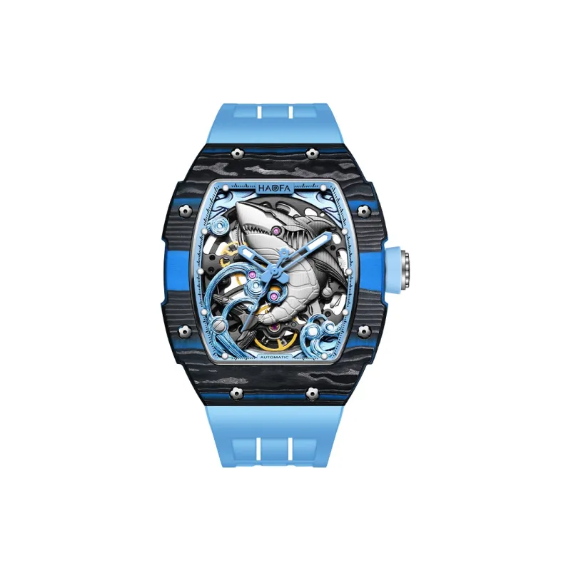 HaofaTourbillon Automatic Mechanical Movement Rubber Strap Watch Men's Watches Cut Out Dial-4