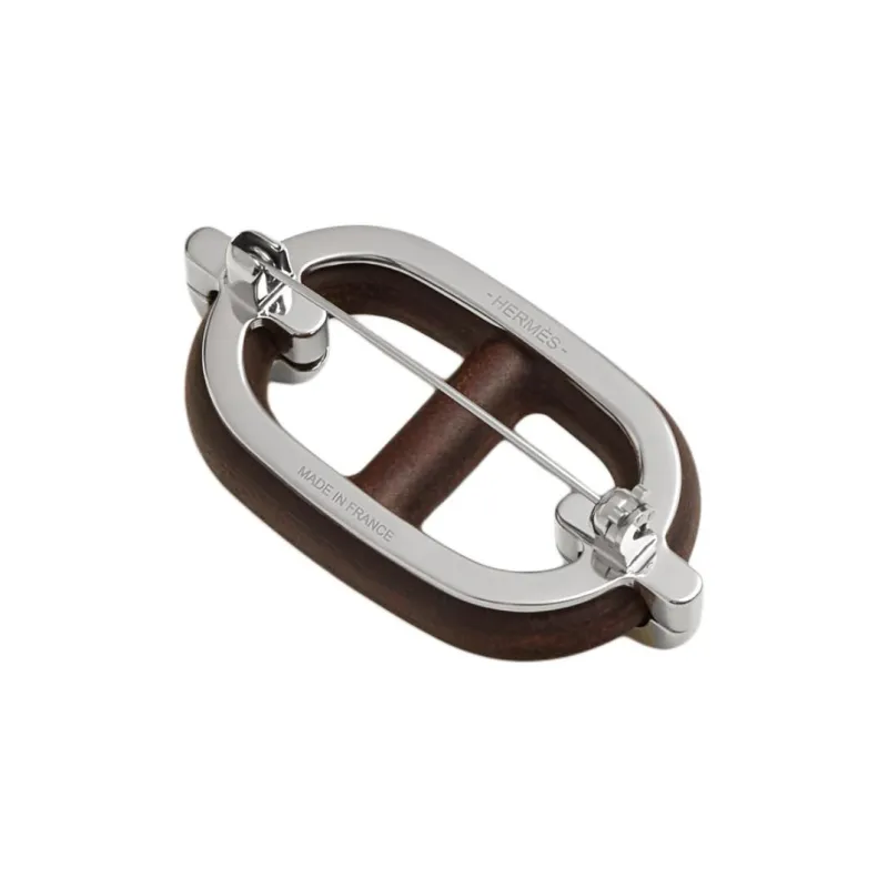 HERMES Recycled Leather Brooches Unisex Brown-1