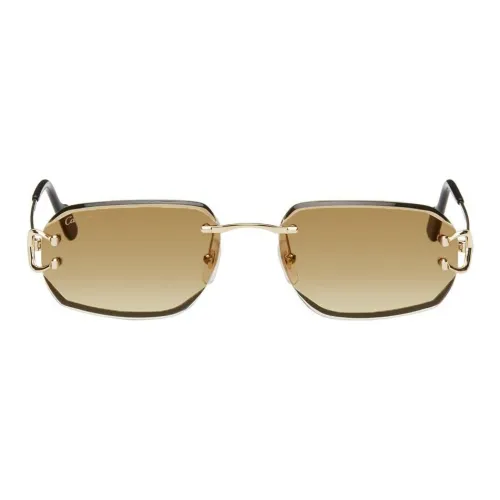 CARTIER Metal Acetate Irregular Shape Sunglasses Women's Gold
