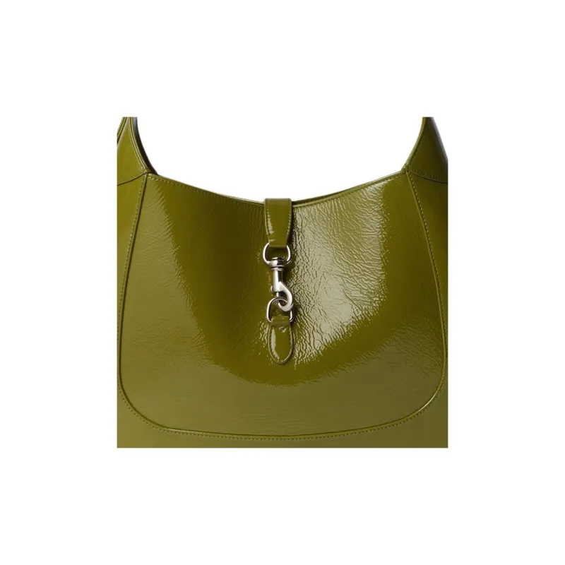 GUCCI Patent Leather Handbag, Shoulder Bag Men's Olive Green-8