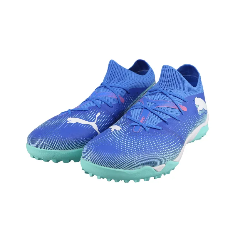 PUMA FUTURE 7 MATCH Anti Slip Wear Resistant Soccer Shoes Men's Blue Green-2