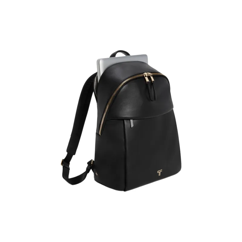 TUMI Polished Leather Backpack Men's Black-2