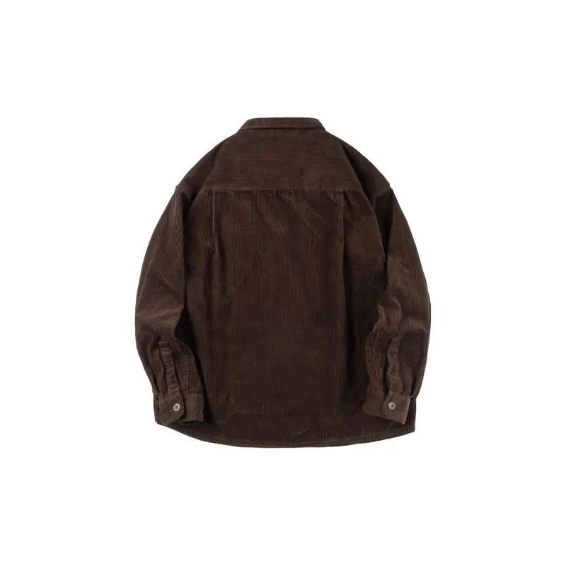 MOBI GARDEN Corduroy Shirt Coat Top Unisex Dark Coffee-1