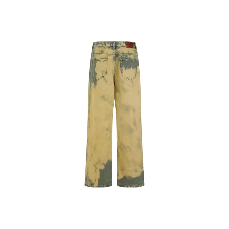 DRIES VAN NOTEN Dyed Vintage Effect Wide Leg Jeans-1