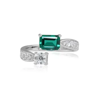 FUNNXI S925 Silver Cultured Emerald Rings Unisex