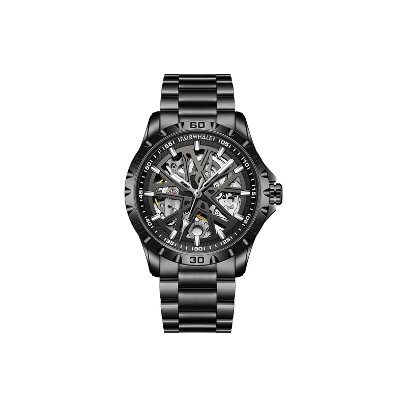 FAIRWHALE Mechanical Movement Metal Strap Watch Men's Watches Black Dial-1