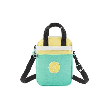 Kipling Polyamide Portable Crossbody Bag, Shoulder Bag Mini Unisex Yellow & Green/White Black Green Patchwork
