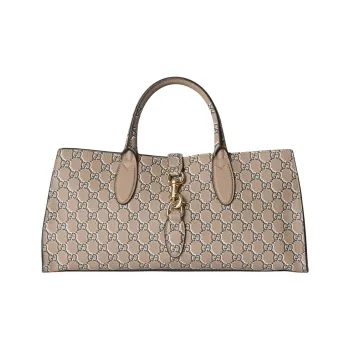 GUCCI Jackie 1961 Printed Leather Shoulder Bag Crossbody Bag Handbag Medium Size Women's Taupe