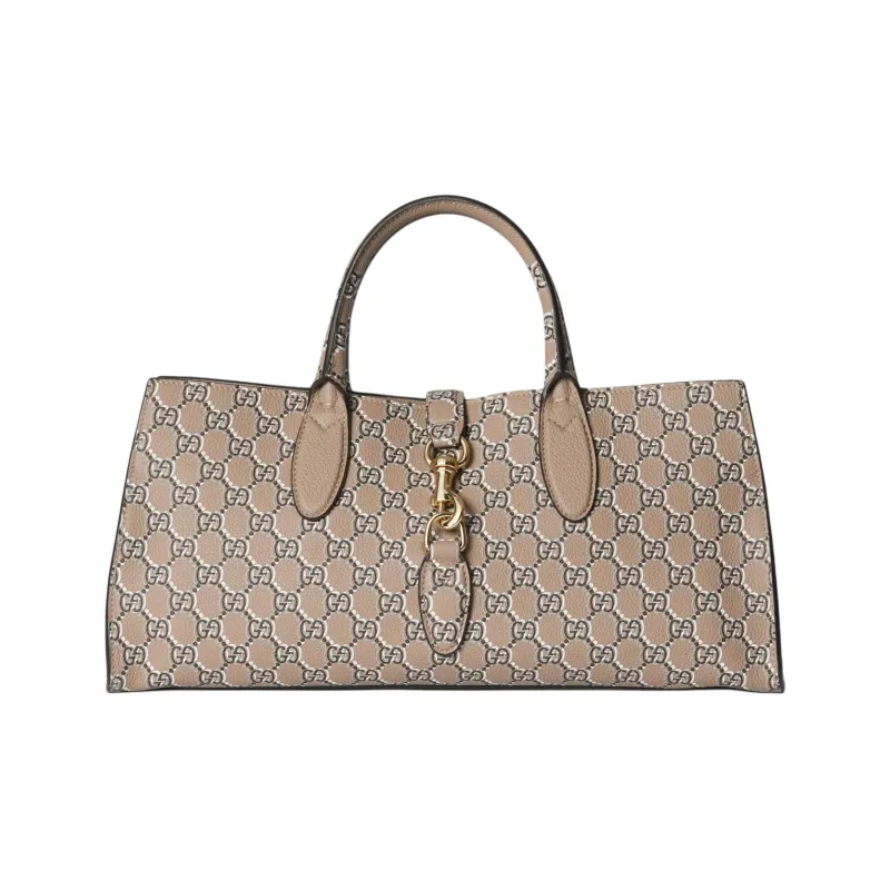 GUCCI Jackie 1961 Printed Leather Shoulder Bag, Crossbody Bag, Handbag Medium Size Women's Taupe-0