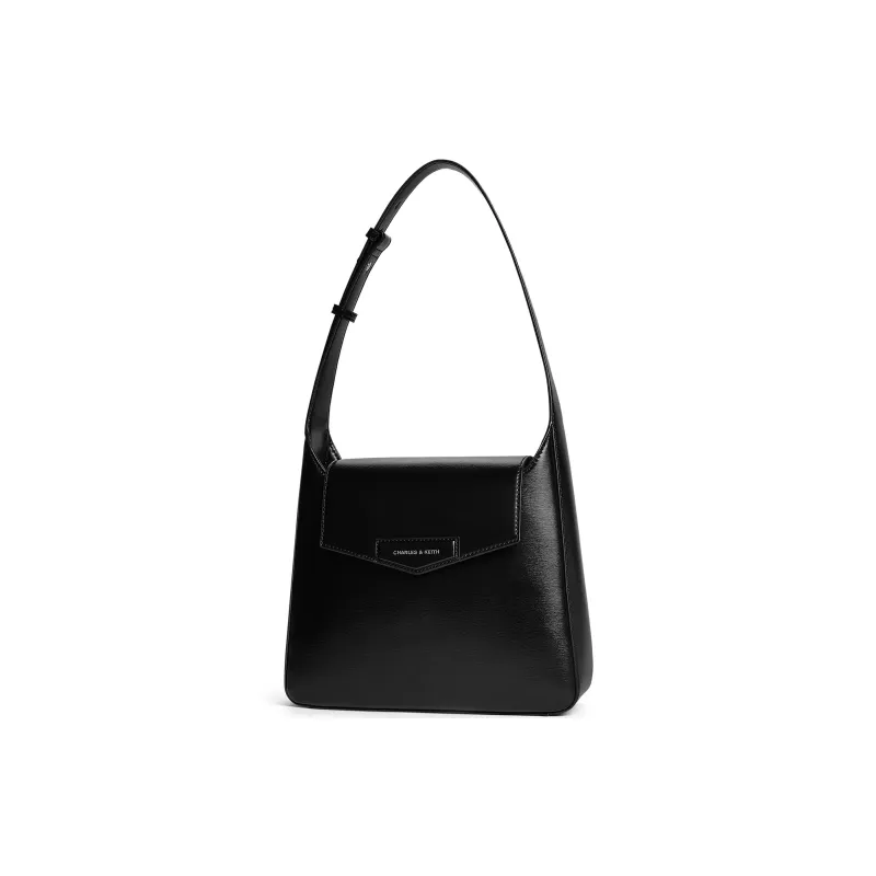 CHARLES&KEITH PU Shoulder Bag Women's Noir Black/Oat/Slate Blue Gray Blue-1