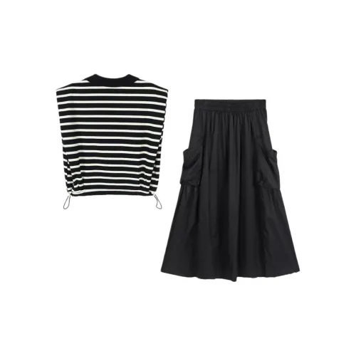 BASIC HOUSE Two Piece Skirt Sets Women's Black