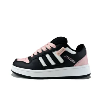 JIANGSHOU Wear resistant And Lightweight Low Top Skateboard Shoes Unisex Black Pink