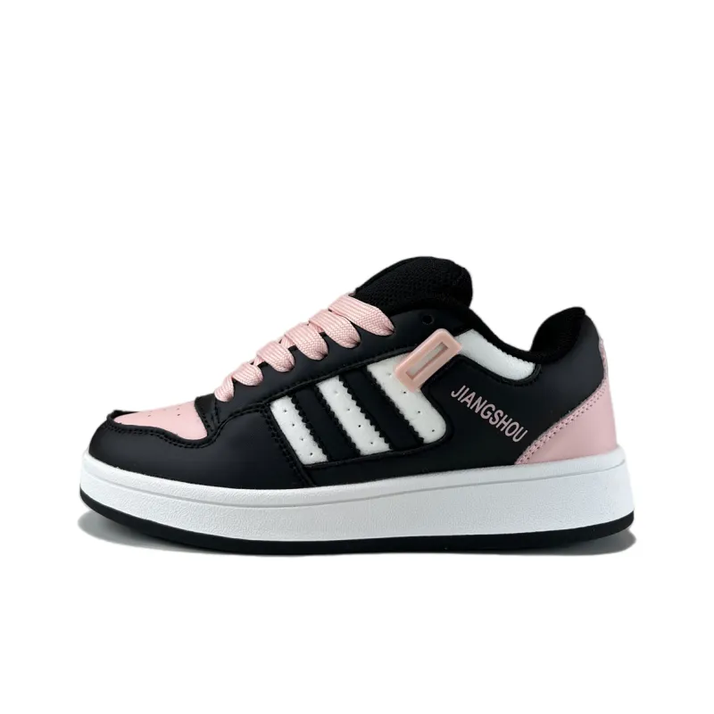 JIANGSHOU Wear resistant And Lightweight Low Top Skateboard Shoes Unisex Black Pink-0
