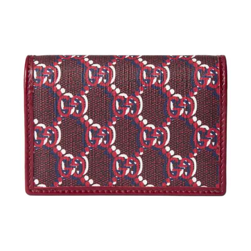 GUCCI Canvas With Leather Trim Card Holder, Wallet Regular Women's Red-0